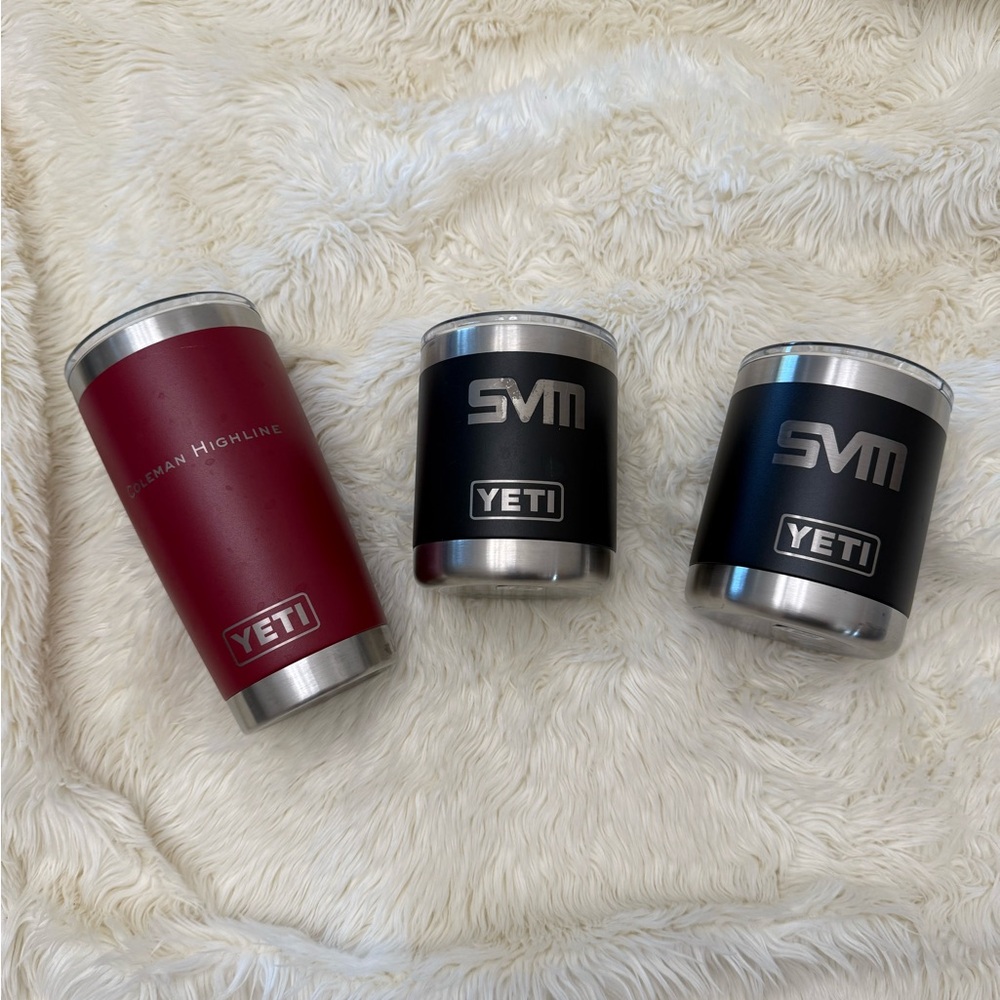 YETI Red Tumbler and Black Mug Trio